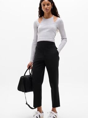 Athleta Endless High Rise Pant in Black Size 0 EUC Textured Tapered Stretch